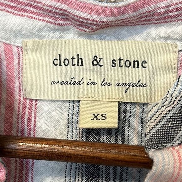 Cloth & Stone Sleeveless Striped Shirt Dress Frayed Hem Casual Comfy size xsmall - Picture 10 of 11